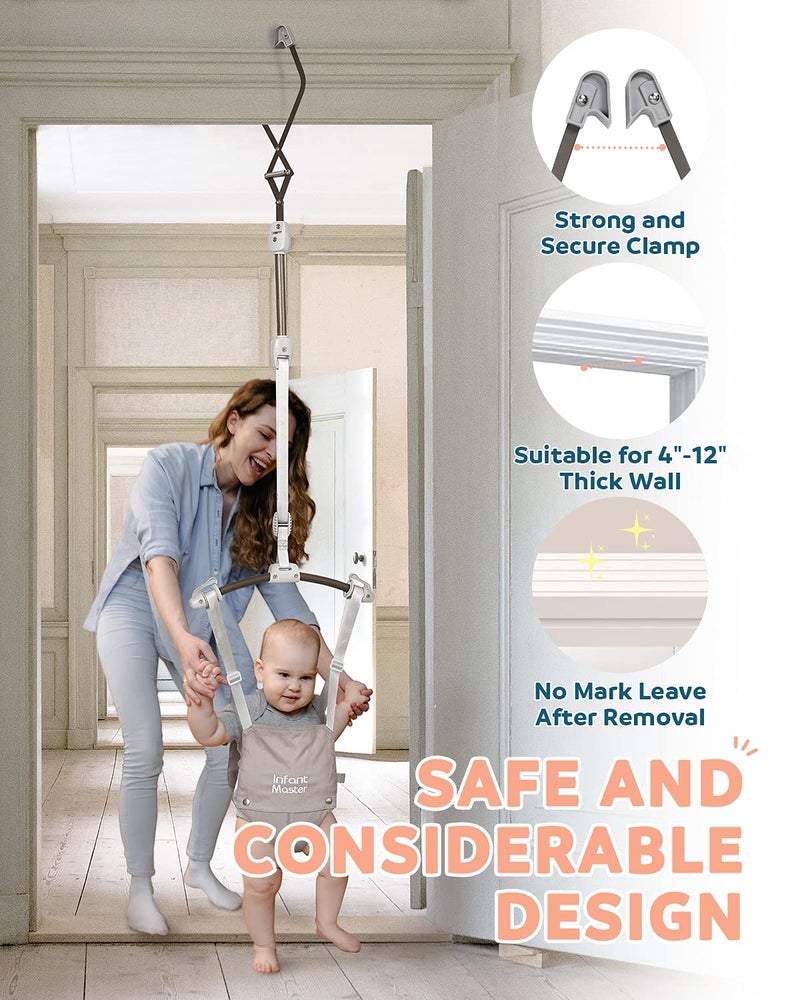 Infant Master Baby Doorway Jumpers, Sturdy Johnny Jumper w/Adjustable 10.8"-23.6" inches Strap, Soft Baby Johnny Bouncer w/Seat Bag, Ideal Gift for Infant, Portable and Easy to Use, Grey - Image 5